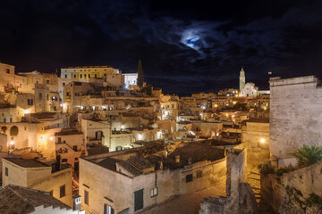 Matera Sassi cityscape by night, Basilicata, Italy - 778319015