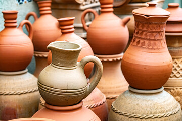 Traditional pottery on Nizwa Souq, Oman - 778319208