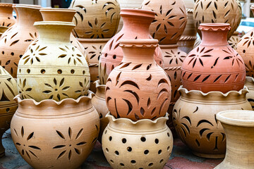 Traditional pottery on Nizwa Souq, Oman - 778319266