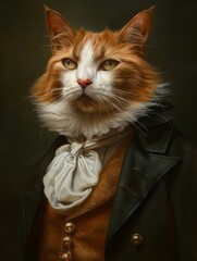 A Napoleon cat Cat Breed wearing a suit portrait