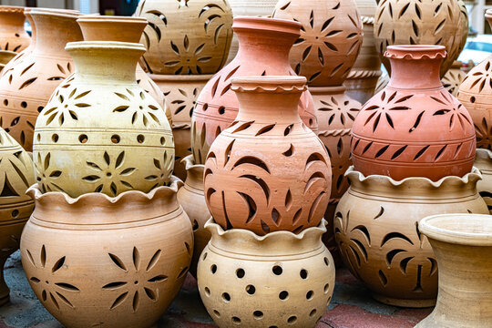 Traditional pottery on Nizwa Souq, Oman