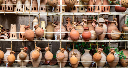 Traditional pottery on Nizwa Souq, Oman - obrazy, fototapety, plakaty