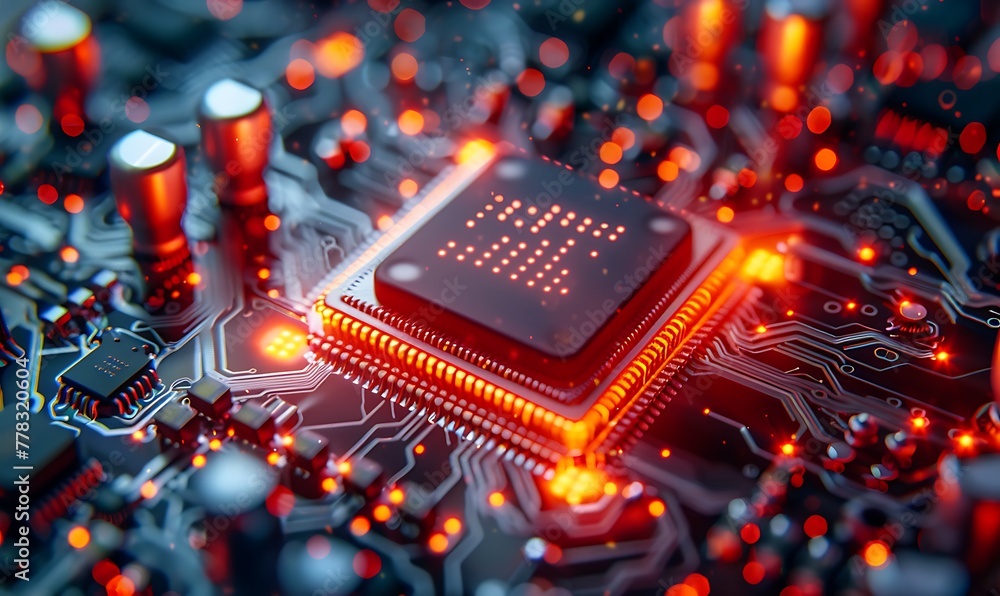 Poster Quantum Computing, Futuristic System Integrating Processor, Circuitry & Artificial Neurons for Global Data Connectivity