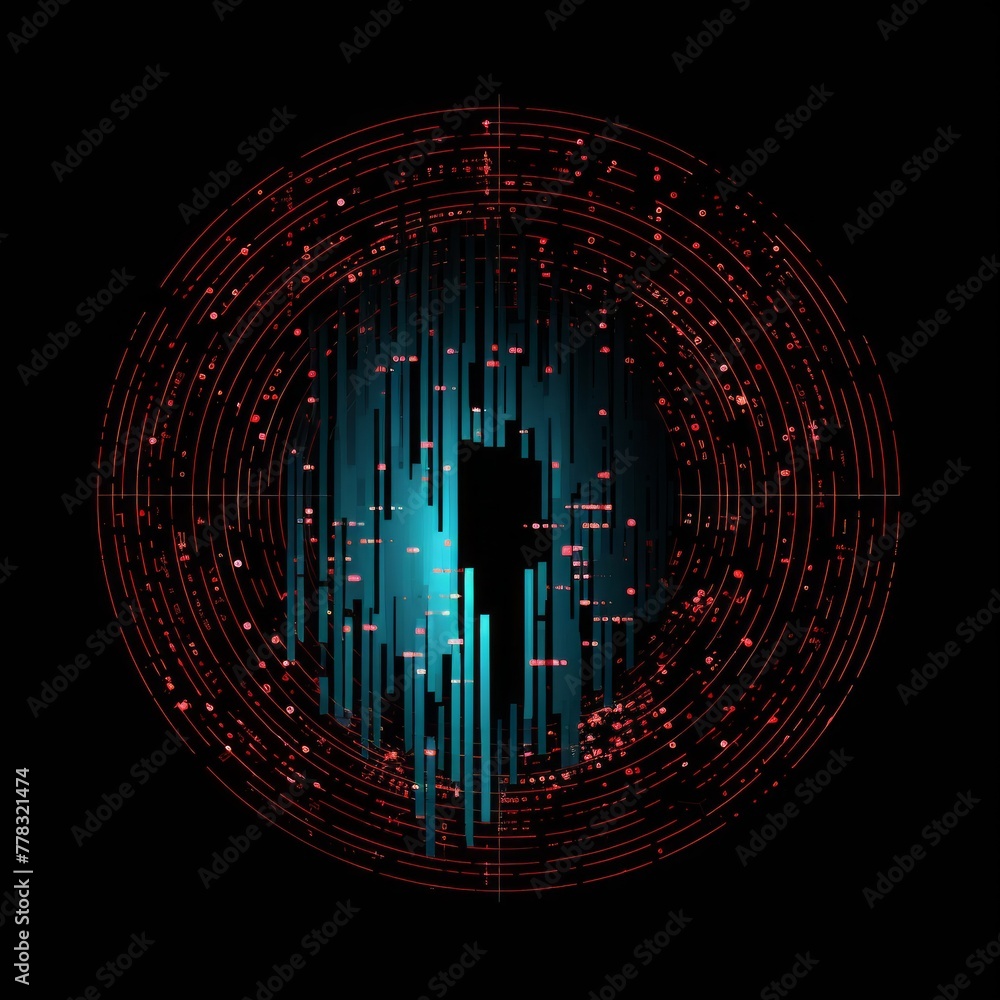 Poster a dark logo about digital forensics, with binary code