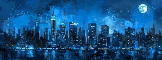 Fotobehang comic book new york skyline in blue © paisorn