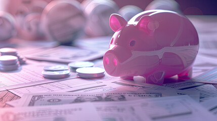 financial plan on the paper how to safe more money, super photo ,3d render - obrazy, fototapety, plakaty