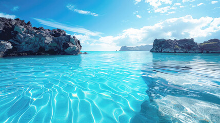 Relax by the tranquil waters of the blue lagoon, where crystal-clear waters and azure skies create...