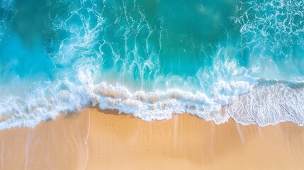photograph of beautiful sandy beach and soft blue ocean wave realistic --ar 16:9 Job ID: 0dde8df3-1c16-46f2-b731-b3552f0a8f4b