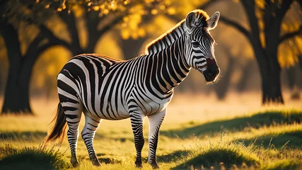 Rolgordijnen zebra in the grass © Shahid