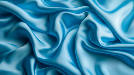 Obraz premium Elegant blue satin with luxurious waves, perfect for fashion, design, and textile themes.