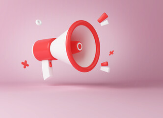 3d megaphone speaker or loudspeaker for announce. Speakerphone notice 3d rendering