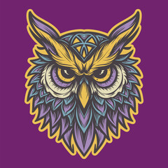 decorative retro owl head vector illustration