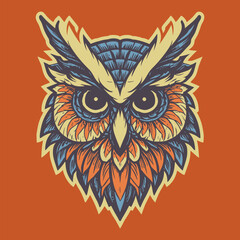classical owl head vector art design