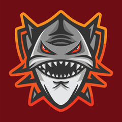 red eye shark head in vintage vector style