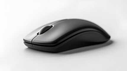 Pc mouse isolated on white background ,Black computer mouse on white screen ,black wired mouse isolate on white background
