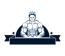 gym emblem muscular man