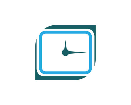 Minimal Clock logo symbol design template.