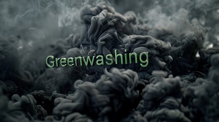 An illustration of greenwashing, depicting a companys deceptive marketing strategy that overstates its environmental efforts or sustainability to mislead consumers into believing it is eco-friendly. - obrazy, fototapety, plakaty