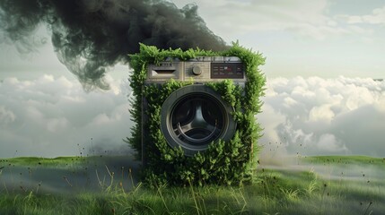 An illustration of greenwashing, depicting a companys deceptive marketing strategy that overstates its environmental efforts or sustainability to mislead consumers into believing it is eco-friendly.