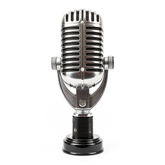 Old mic from 19th, very detailed isolated on white background сreated with Generative Ai