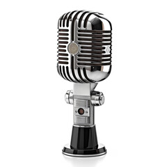 Old mic from 19th, very detailed isolated on white background сreated with Generative Ai