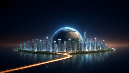 Save earth day concept with globe green nature and eco friendly and city polution 7 - obrazy, fototapety, plakaty