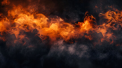 Dynamic Flames Contrast on Black ,Texture of fire on a black background ,Fire flames on black background with copy space
 - obrazy, fototapety, plakaty