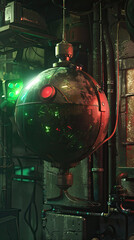 old time bomb glowing green and red on the side Watch game character concept