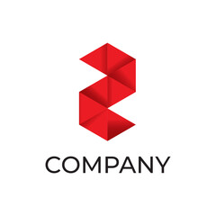 Letter Z red consist of triangle logo design template