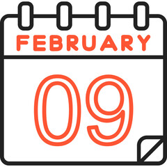 9 February Vector Icon Design