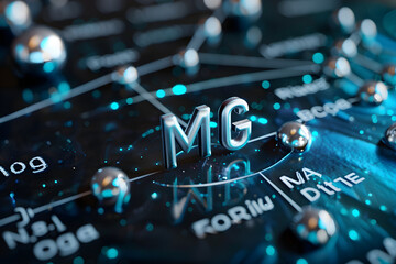 Detailed View of the Element Magnesium (Mg) on the Periodic Table: Structure, Properties, and Information - obrazy, fototapety, plakaty