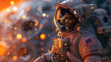 Astronaut Animals Trading Cryptocurrency in Cosmic Odyssey