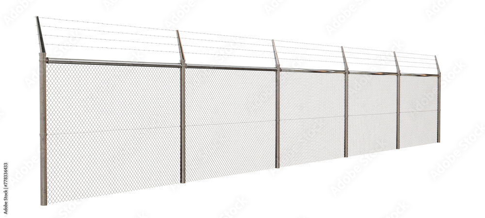 Poster durable perimeter fence: showcase the strength of anti-climb barbed wire mesh fence (3d) with this t