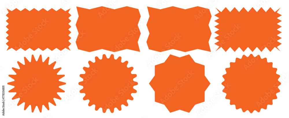 Poster zig zag edge rectangle shape collection. jagged rectangular elements set. black graphic design eleme