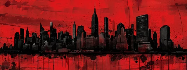 Foto op Canvas comic book new york skyline in blue © paisorn
