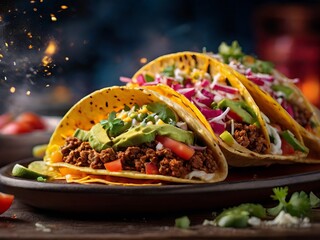 Food photograph featuring a Perfectly Tacos good and evil. most beautiful masterpiece, high speed
