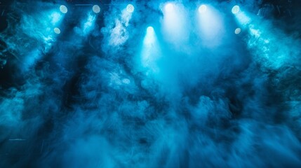 Blue concert lights with dramatic smoke effect
