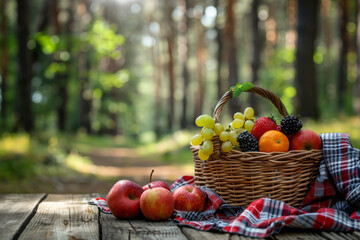 basket with apples and leaves