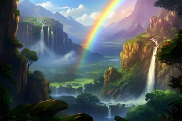 Fototapeten rainbow Waterfall, rainbow waterfall valley, beautiful nature © MrJeans