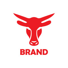 Red cow head for steak restaurant or cow meat product logo design