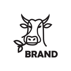 Head cow outline for cow product logo design icon template