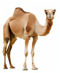 Purebred dromedary, camel and camel breeding in the Kingdom of Arabia, ancient means of transportation, desert ship with a hump, white background