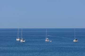 Fototapeta premium Panorama marino del Mar Ligure a Moneglia in provincia di Genova, Liguria, Italia.