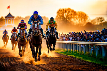 Horse race. Kentucky Derby. AI Generated - obrazy, fototapety, plakaty