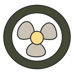 A colored design icon of nuclear sign

