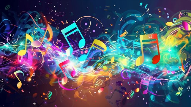 A colorful image of musical notes and a colorful background