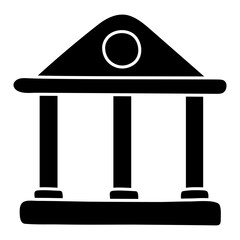 A solid design icon of bank building

