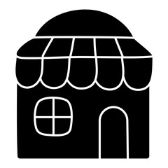 A solid design icon of shop architecture


