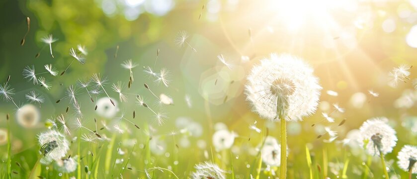 A concept image representing change, growth, movement, and direction is depicted with dandelion seeds blowing in the wind across a summer field background.