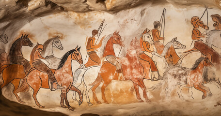 Depictions of ancient horses in prehistoric cave paintings.